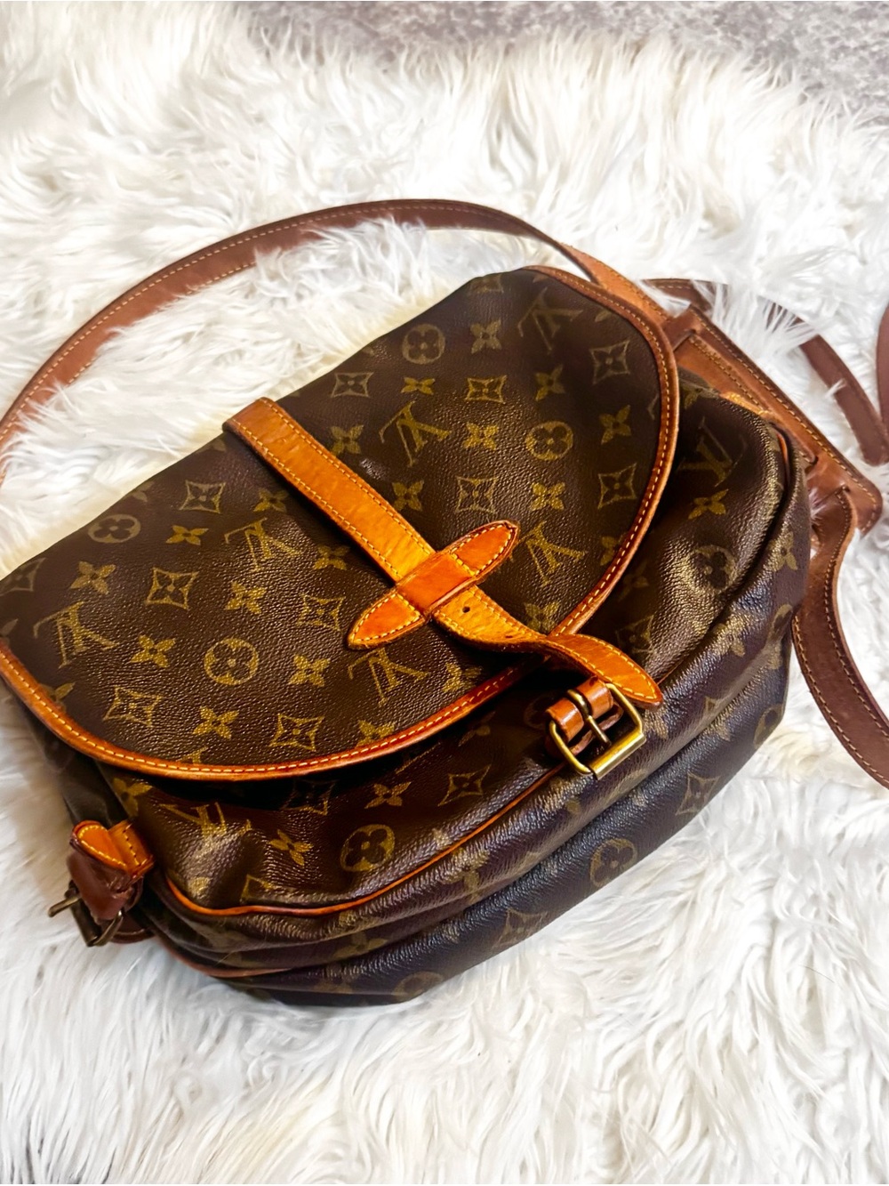 Louis Vuitton Brown Monogram Crossbody with Tan Trim